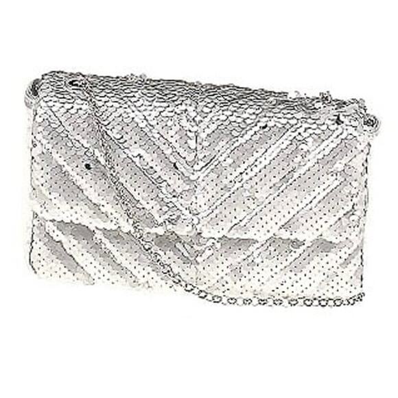 NICOLE MILLER Silver Sequin Crossbody Bag New with Tag MSRP $50 - Picture 2 of 11